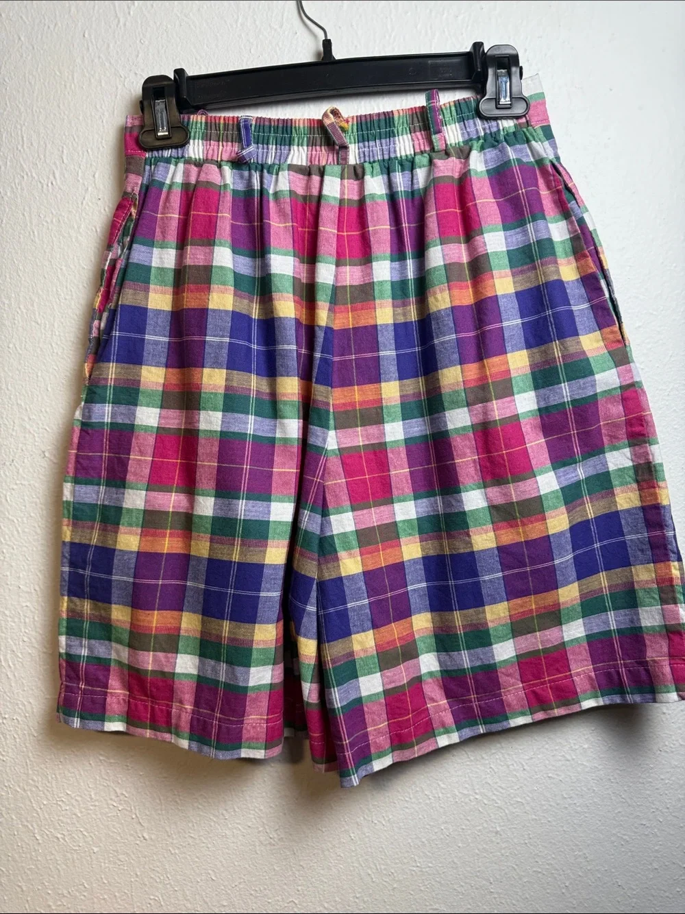 Jaclyn Smith Pink Multi Plaid High-Waist Bermuda Shorts